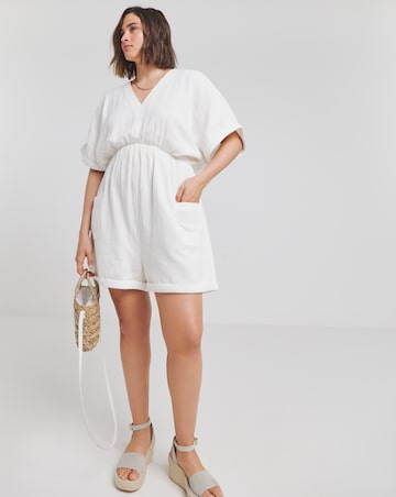 Simply Be White Cheesecloth Playsuit