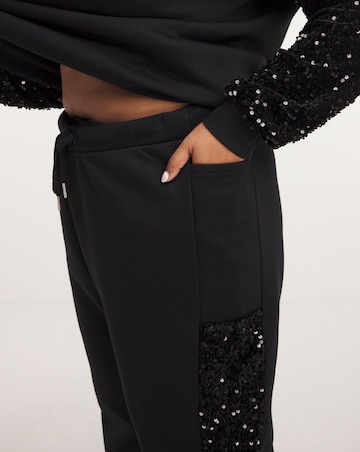 Black Sequin Stripe Joggers