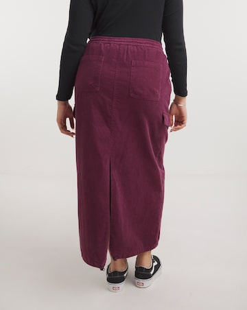 Burgundy Cord Cargo Maxi Parachute Skirt