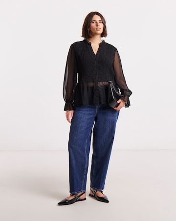 Simply Be Shirred Georgette V-Neck Blouse