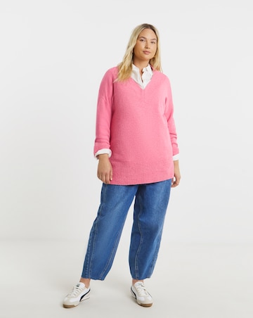 Cosy Yarn Bubblegum Pink V-Neck Tunic