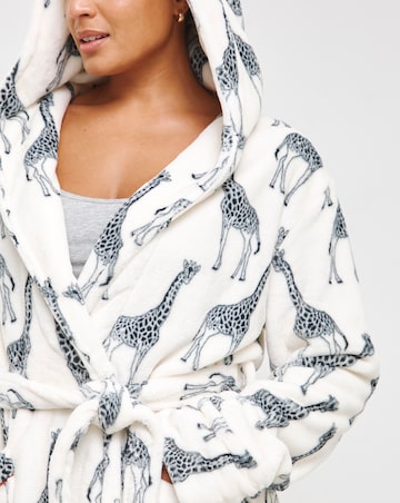 Chelsea Peers Giraffe Print Fleece Hooded Gown