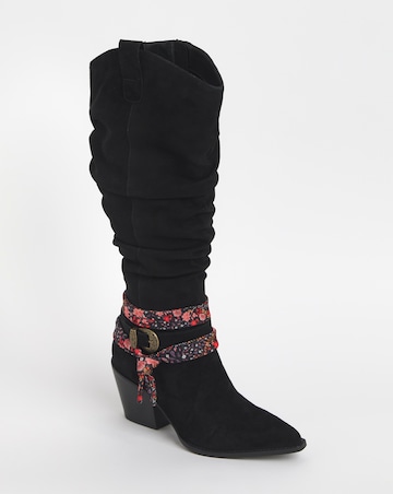 Joe Browns Black Suede Knee High Boot -Standard Calf & Extra Wide Fit (EEE)