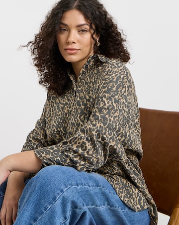 Leopard Animal Linen Mix Shirt