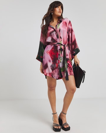 Religion Satin Crepe Tunic Tie Waist Dress