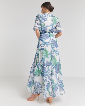 Hope & Ivy Catalina Flutter Sleeve Wrap Maxi Dress