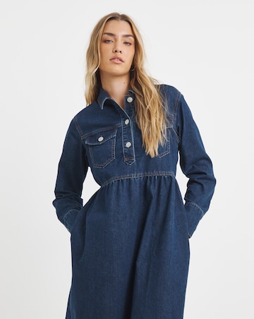Indigo Long Sleeve Denim Midi Dress