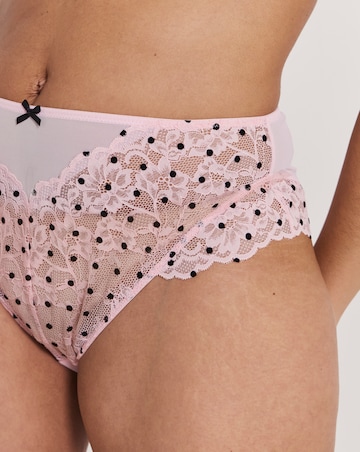 Ann Summers Sexy Lace Planet Flocked High Waist Brazilian Pink