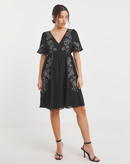 Maya Deluxe Blouson Embellished Mini Dress