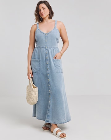 Light Wash Lyocell Bow Back Maxi Dress