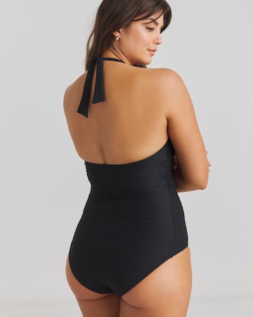 Figleaves Tailor Wide Rib Halterneck Tummy Control Swimsuit