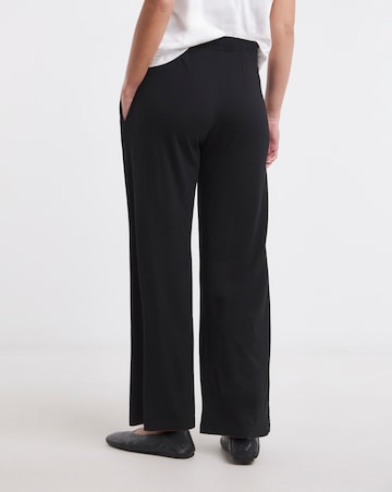 Black Jersey Elasticated Waist Wide Leg Trouser