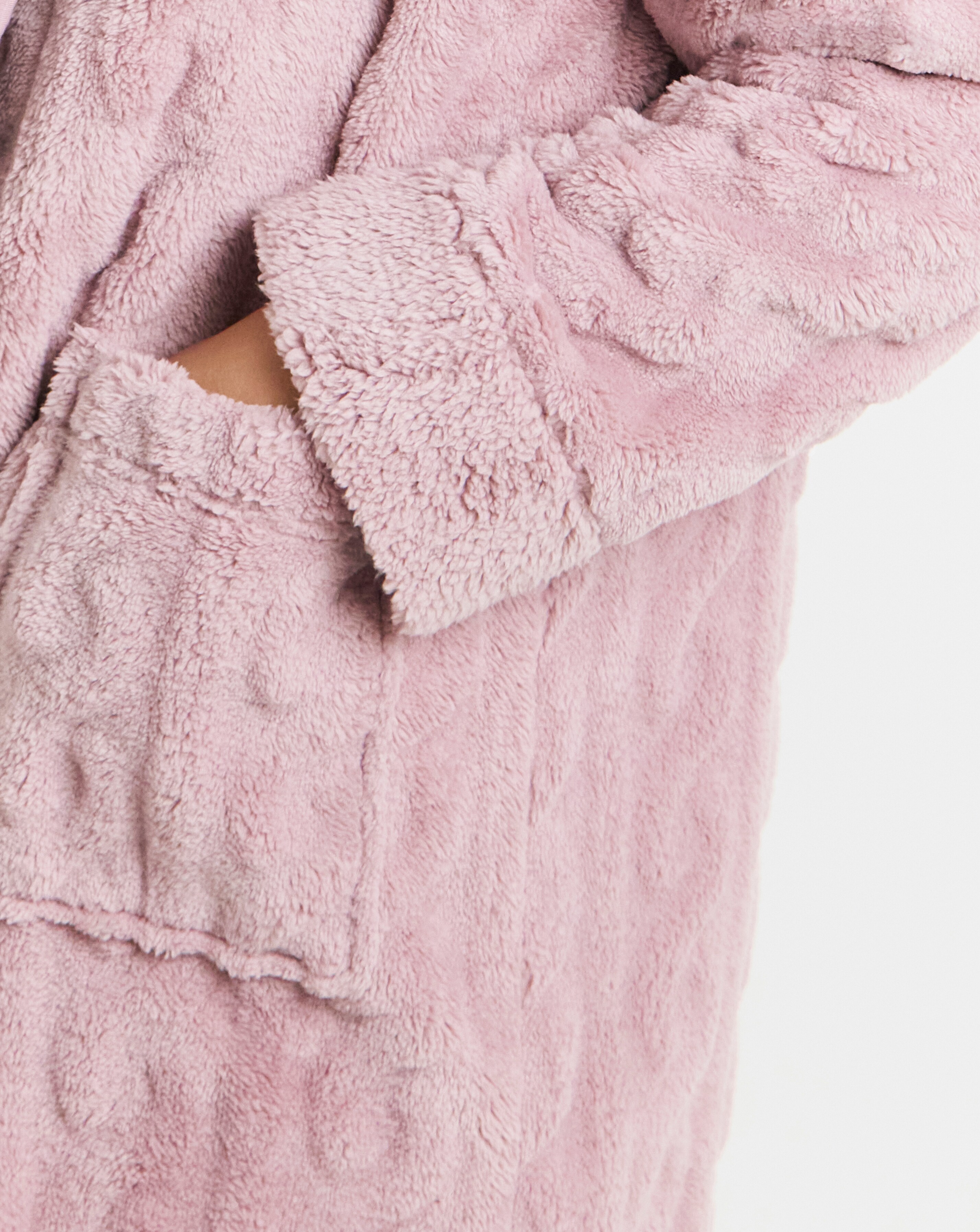 Pretty Secrets Fleece Cable Lounge Cardigan Pink | Simply Be