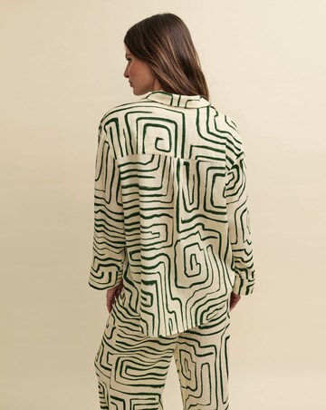 Nobody's Child Linen-blend Green Abstract Shirt