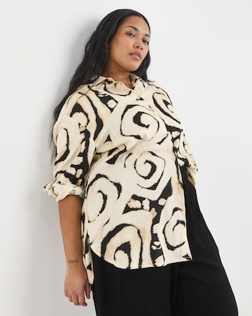 Simply Be Mono Print Linen Mix Shirt