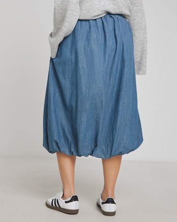 Simply Be Mid Blue Bubble Hem Denim Skirt