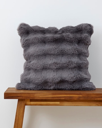 Bubble Faux Fur Cushion - Charcoal