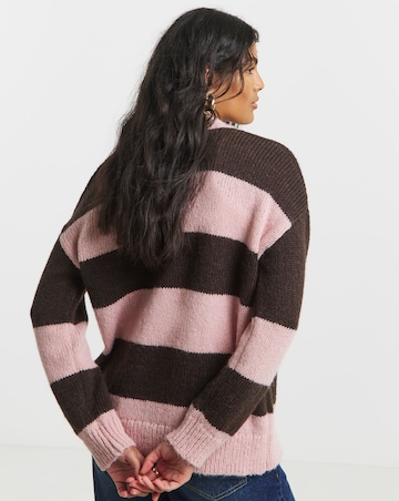 Simply Be Stripe Fluffy Boyfriend Cardigan