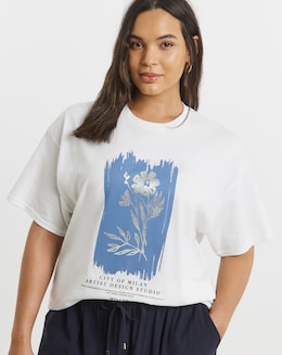 White Foil Flower T-Shirt