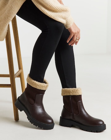Florence Borg Lined Two Way Ankle Boots - Wide Fit (E)