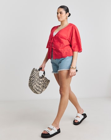 Simply Be Cotton Beach Broderie Shirt And Short Co-Ord Set
