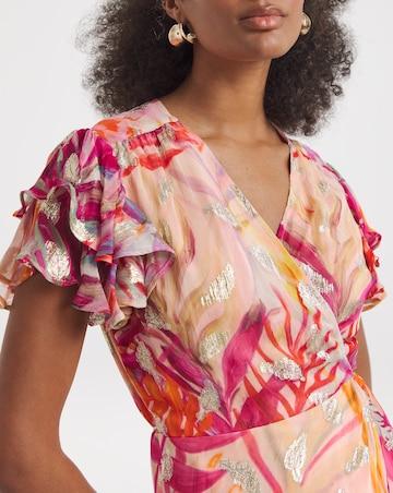 Hope & Ivy Ulla Frill Sleeve Wrap Maxi Dress
