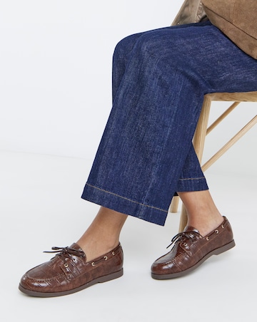 Delly Croc Effect Boat Shoes - Extra Wide Fit (EEE)