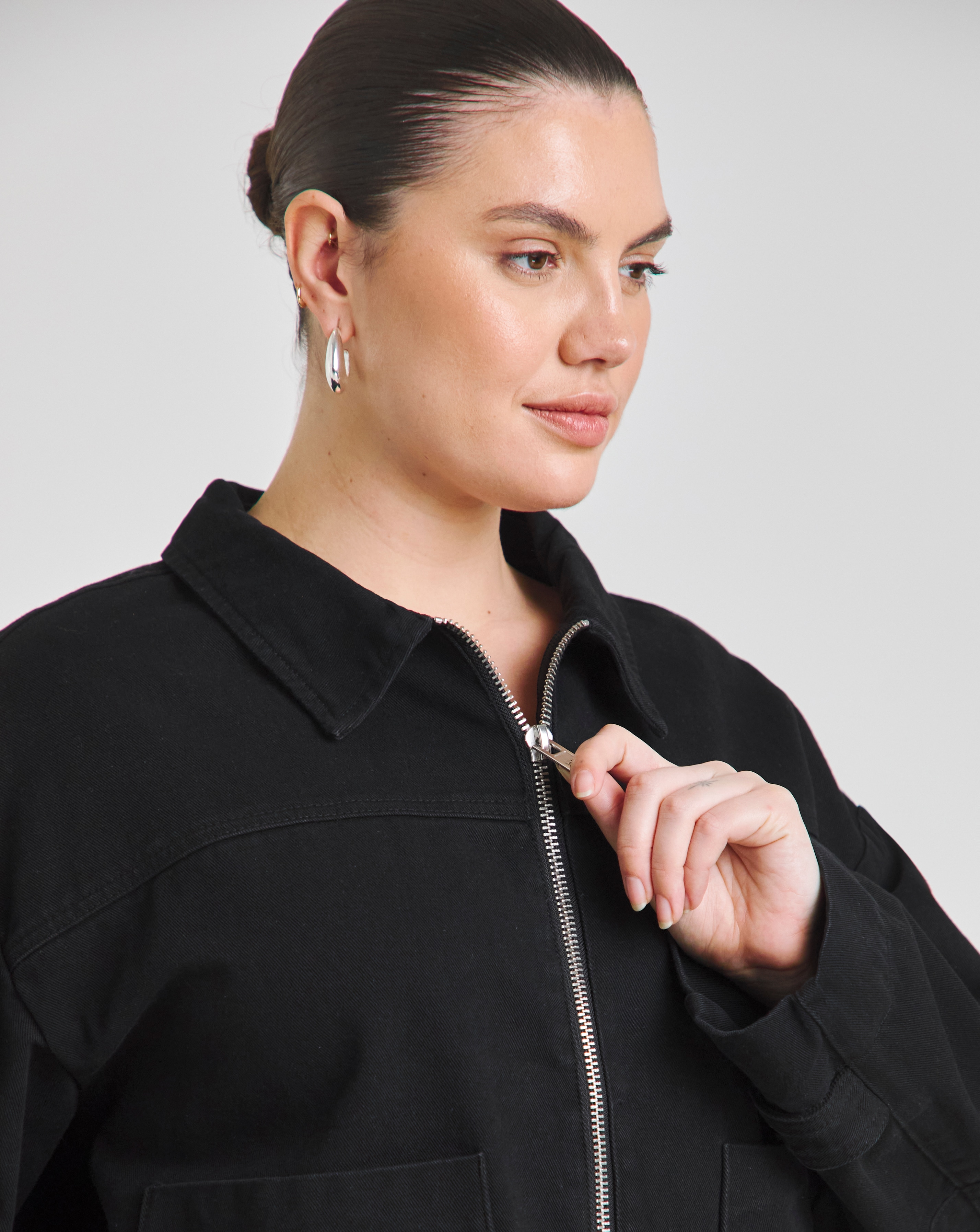 Simply Be Black Cropped Utility Jacket | Simply Be