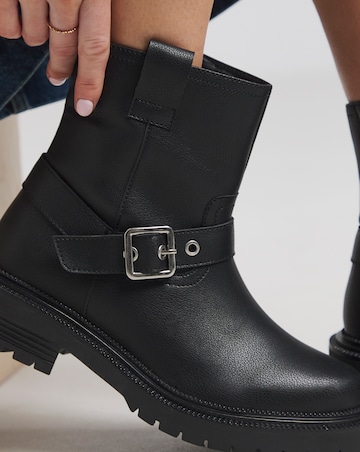 Vada Classic Multi Buckle Biker Boots - Extra Wide Fit (EEE)