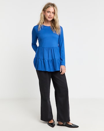 Long Sleeve Ribbed Smock Top