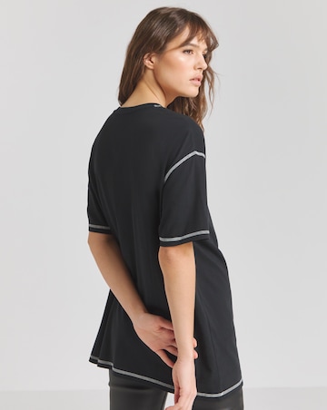 Black Oversized Contrast Seam T-Shirt