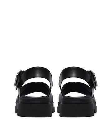 Clarks Black Leather Animal Print Orinoco3 Cross Sandals - Standard Fit (D)