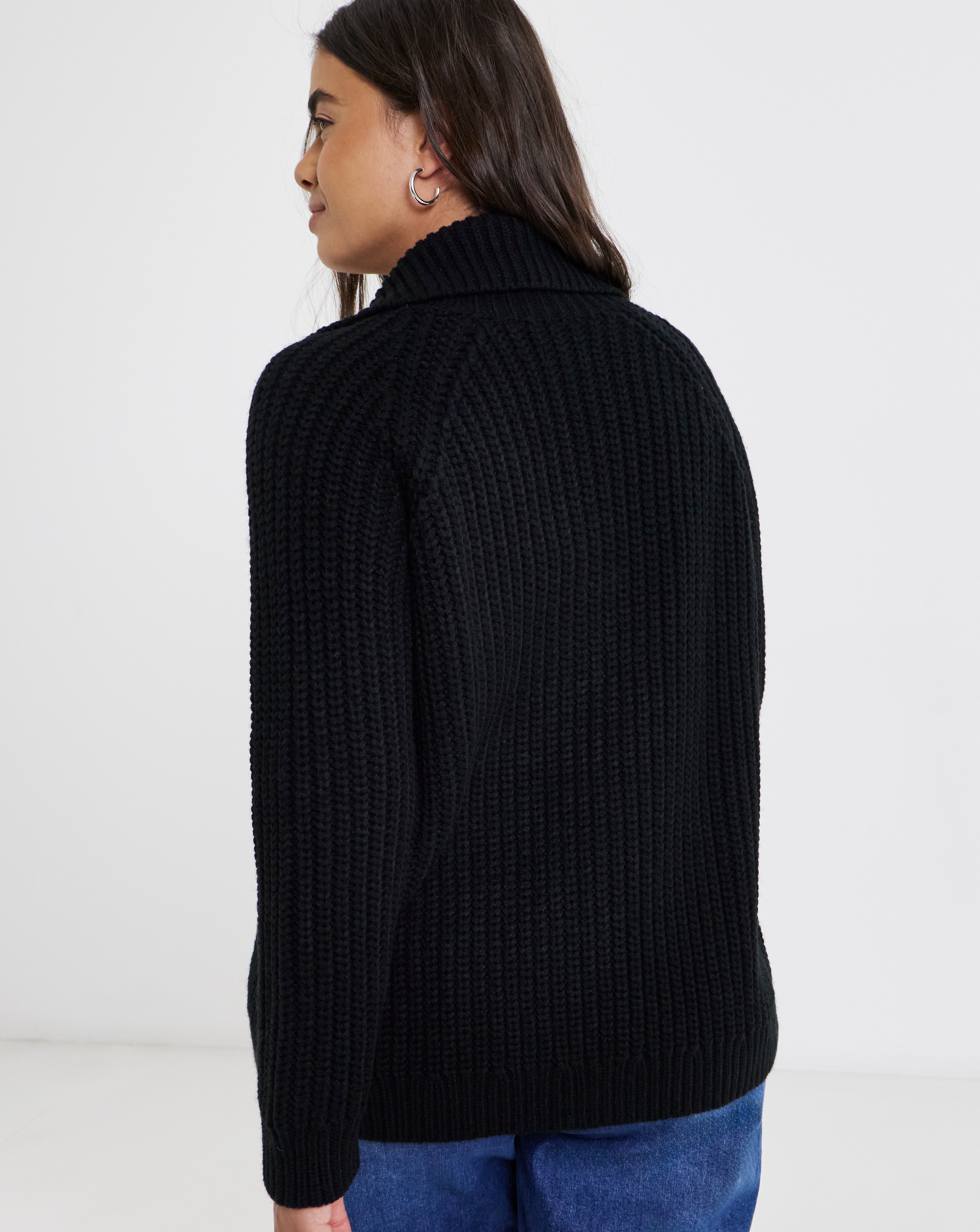 Black Chunky Zip Through Cardigan | Simply Be