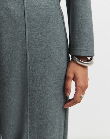 Charcoal Marl Ribbed Wide Leg Trousers