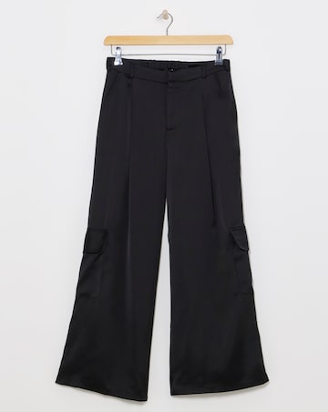 Black Satin Utility Trousers