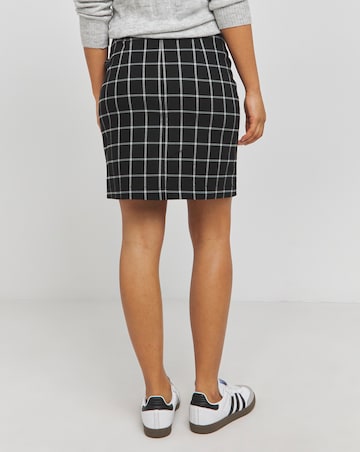 Mono Check Super Stretch Bengaline Split Mini Skirt