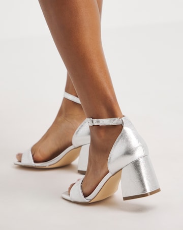Rimona Metallic Barely There Block Heeled Sandals - Wide Fit (E)