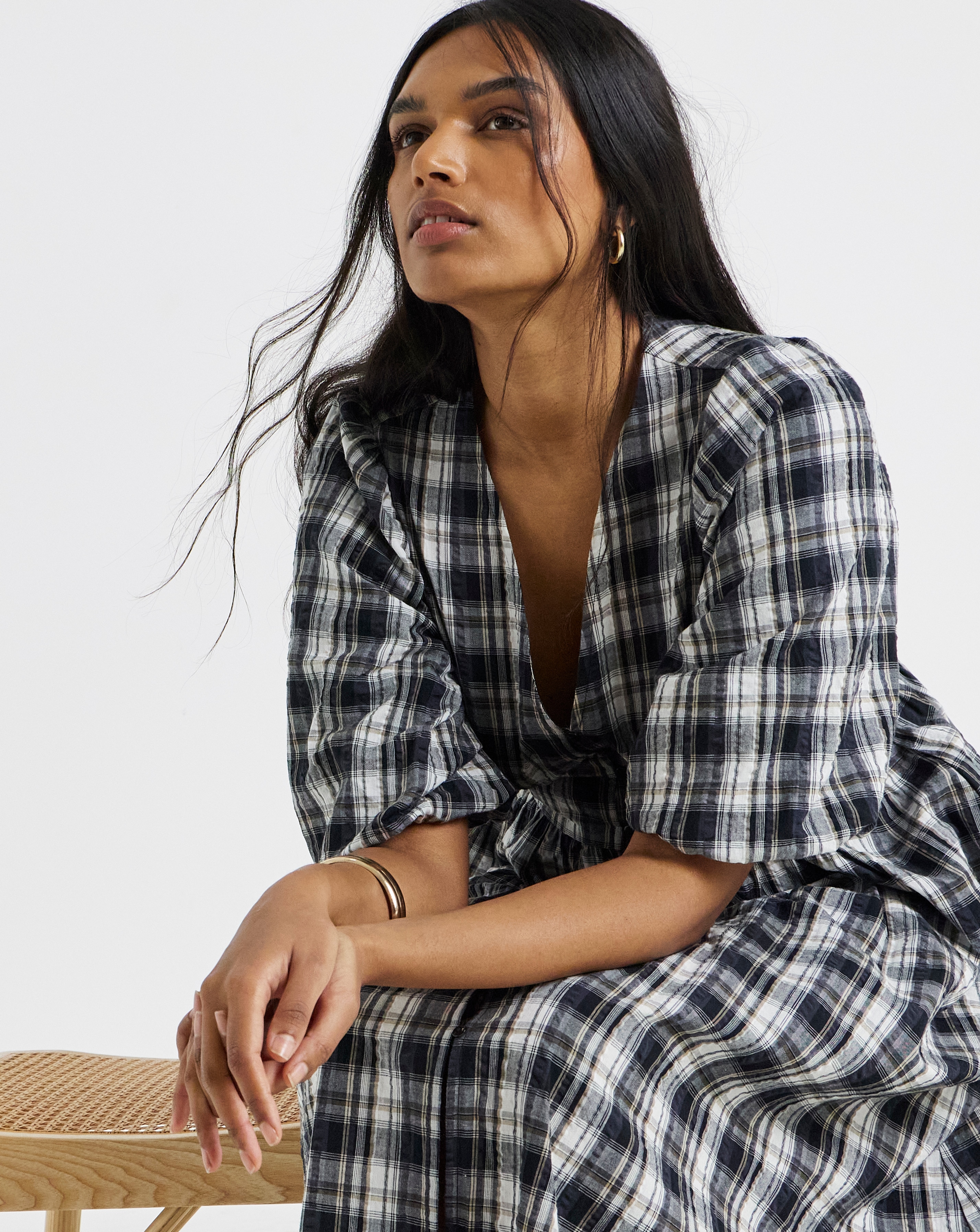 Mono Check Midi Dress With Pockets | Simply Be