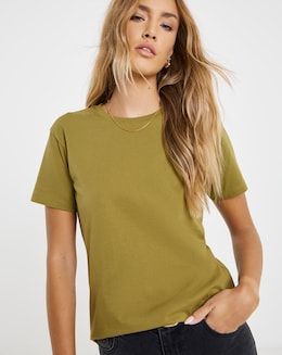 Olive Slub Slim Fit Crew Neck T-Shirt
