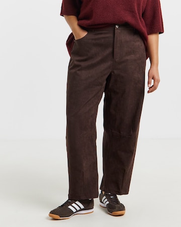 Simply Be Suedette Barrel Leg Trousers