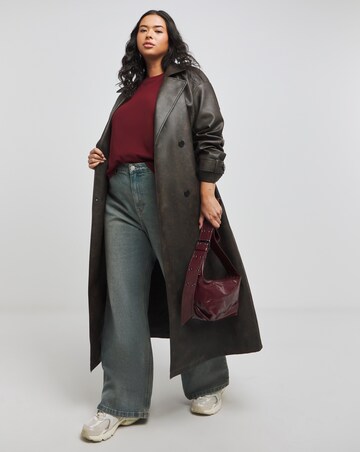 Burgundy Oversized Slouchy Crew Neck T-Shirt