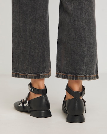 Garcelle Multi Strap Buckle Block Heel Shoes Extra Wide EEE Fit