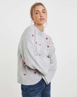 Native Youth Floral Applique Knitted Jumper