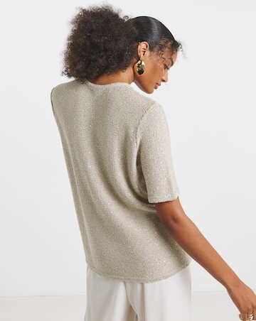 Joanna Hope Short Sleeve Sequin Knit Jumper