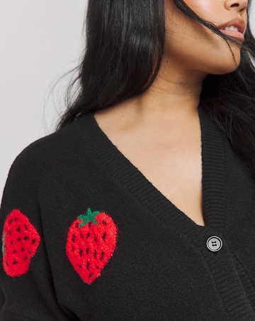 Black Strawberry Boyfriend Cardigan