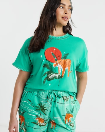 Figleaves Tiger Blanket Stitch Pyjama Set