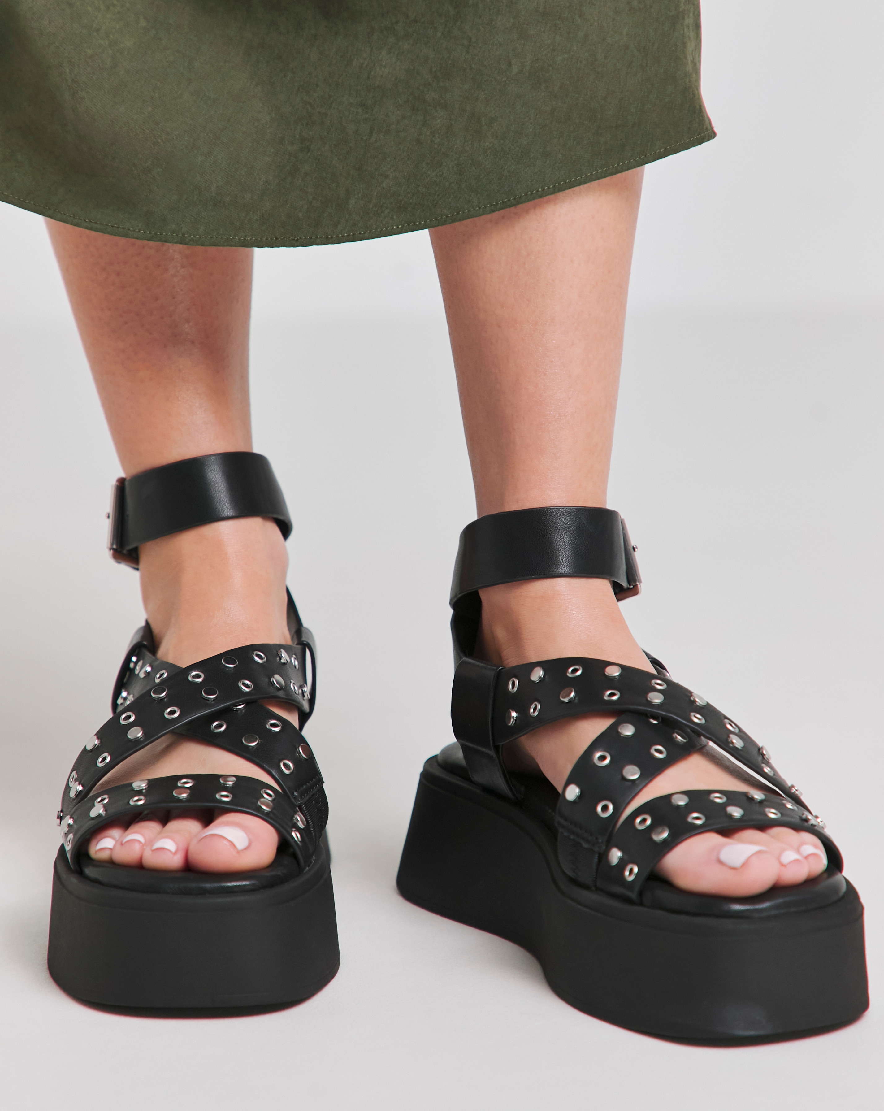 Ruby Studded Cross Strap Flatform Sandals Extra Wide EEE Fit Simply Comfort Simply Be