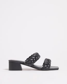 Isobel Plaited Low Block Heeled Sandals - Extra Wide Fit (EEE)