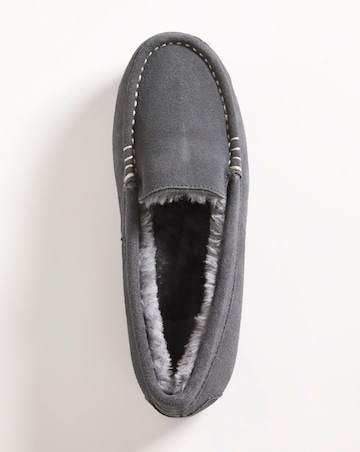 Leona Classic Suede Moccasin Slipper - Wide Fit (E)