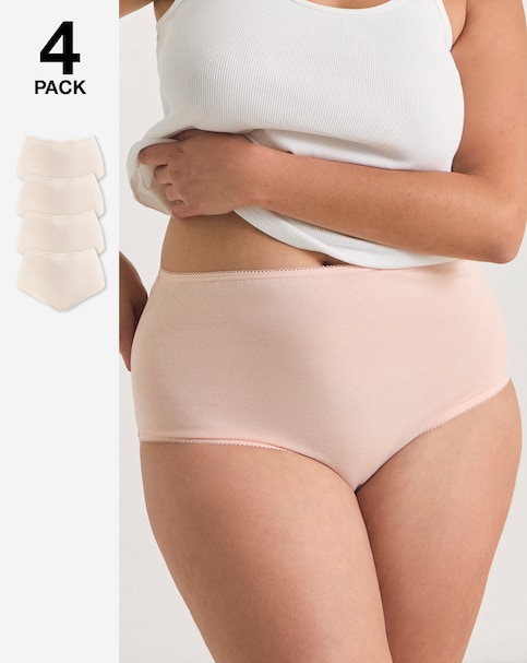 Pretty Secrets (4 Pack) Cotton Full Brief Knickers Blush